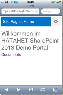 SharePoint 2013 Blog, Mobile Devices Support, Unterstützung, iPhone, Apple, Safari Screenshot01 (HATAHET)